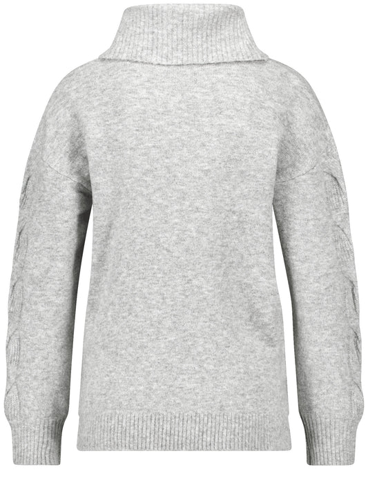 Rollkragenpullover mit Zopfmuster SILVER GREY MELANGE Bild 2