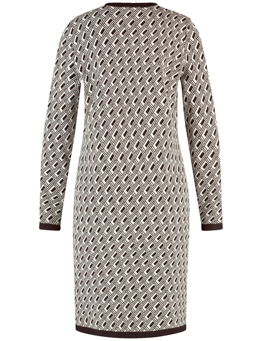 Elegantes Strickkleid mit Jacquard-Muster CREAM / BLACK GRAPHIC JACQUARD Bild 2