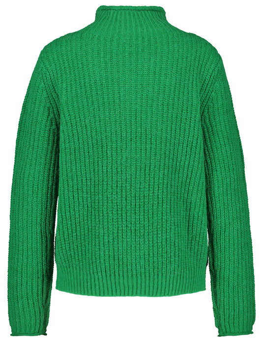 Strickpullover mit Stehkragen und Zopfmuster BRIGHT GREEN Bild 2