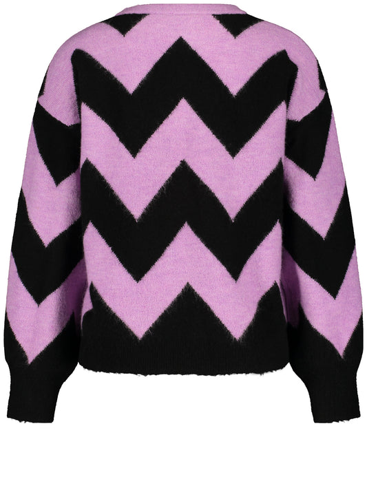 PULLOVER 1/1 ARM FLIEDER/ SCHWARZ GEMUSTERT Bild 2