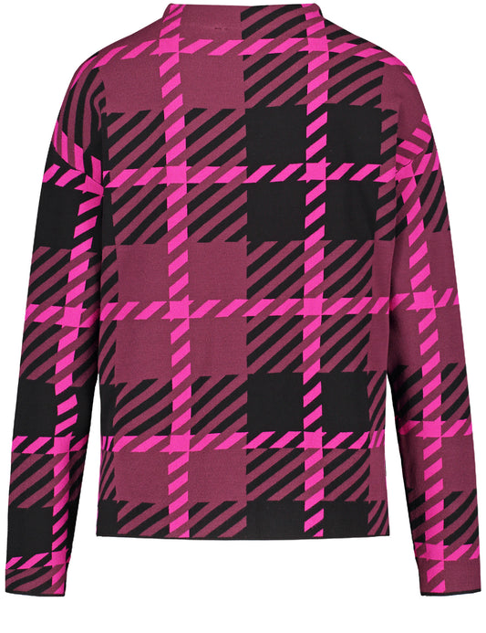 Pullover mit markantem Karo GRAU/LILA/PINK GEMUSTERT Bild 2