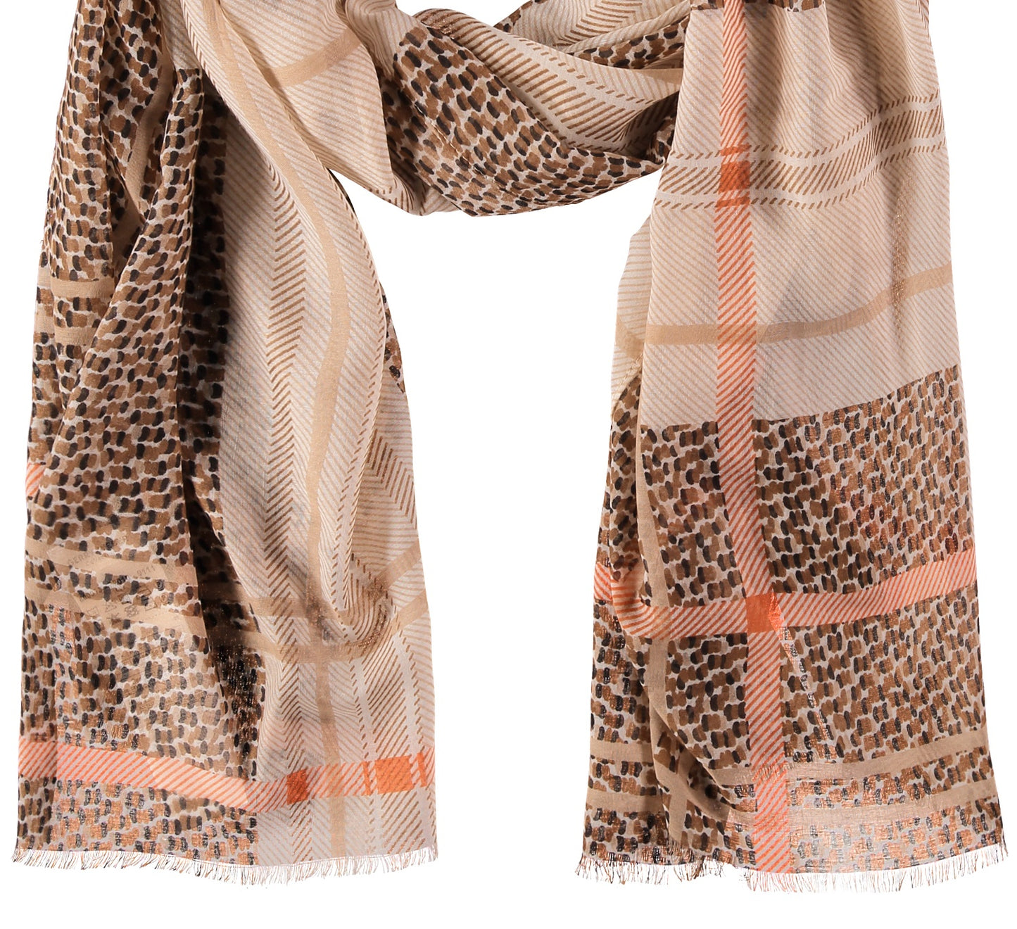 Schal mit Karo Patch CAMEL/ PUMPKIN/ SCHWARZ Bild 5
