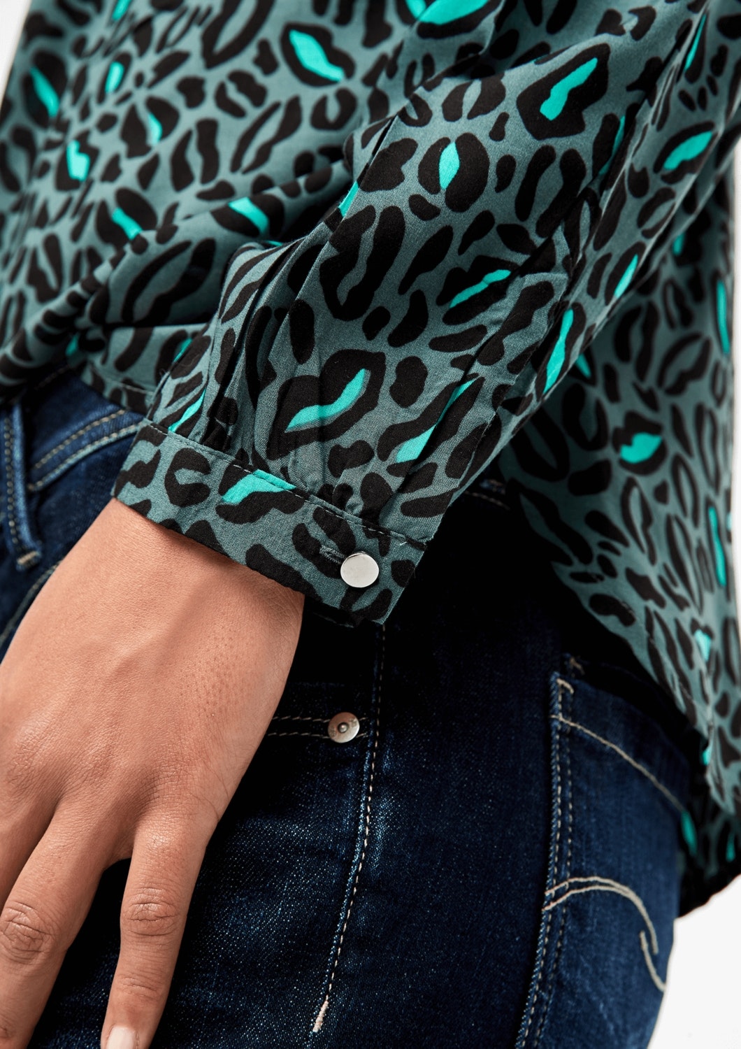 High Neck-Bluse BLUE GREEN Bild 5