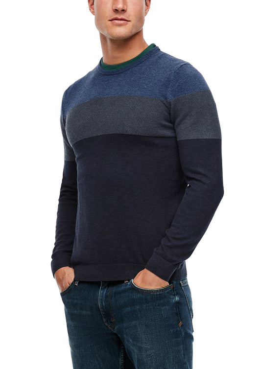 Strickjersey-Pullover blue strip Bild 2