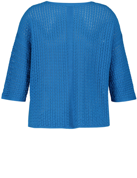 3/4 Arm Pullover aus Lochstrick DIGITAL BLUE Bild 2