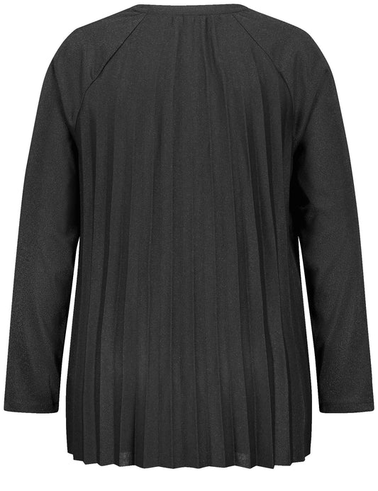 Ausgestelltes Langarmshirt mit Glitzer-Effekt BLACK Bild 2