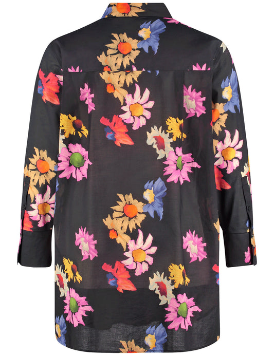 BLUSE 1/1 ARM BLACK GEMUSTERT Bild 2