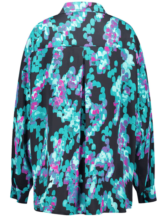 Lange Hemdbluse mit Allover-Print BLACK GEMUSTERT Bild 2