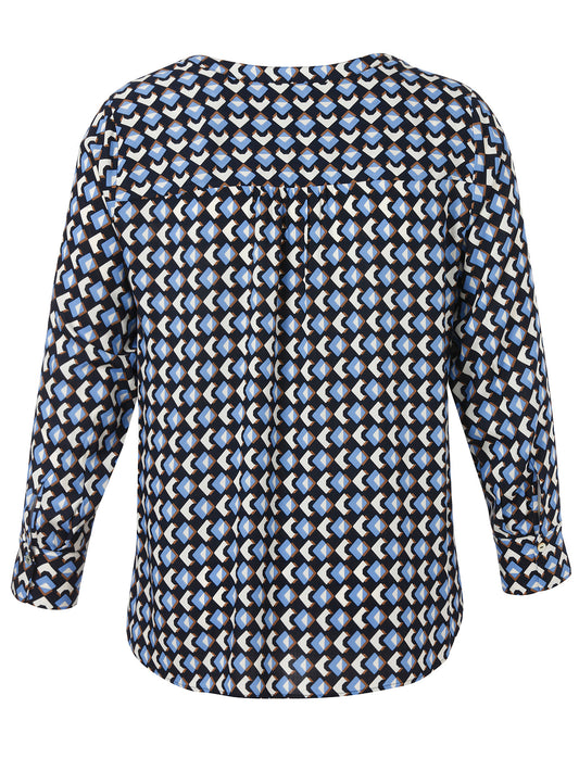 Bluse V-Ausschnitt 1/1 Arm Druck marine multicolor Bild 2