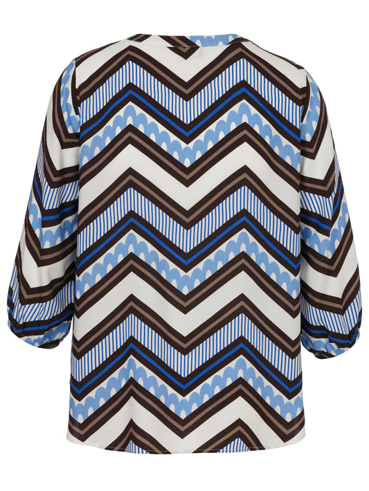 Bluse V-Ausschnitt 3/4 Arm Druck mocca multicolor Bild 2