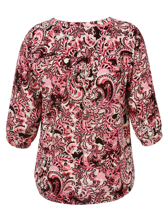Bluse V-Ausschnitt 3/4 Arm Druck kaffee multicolor Bild 2