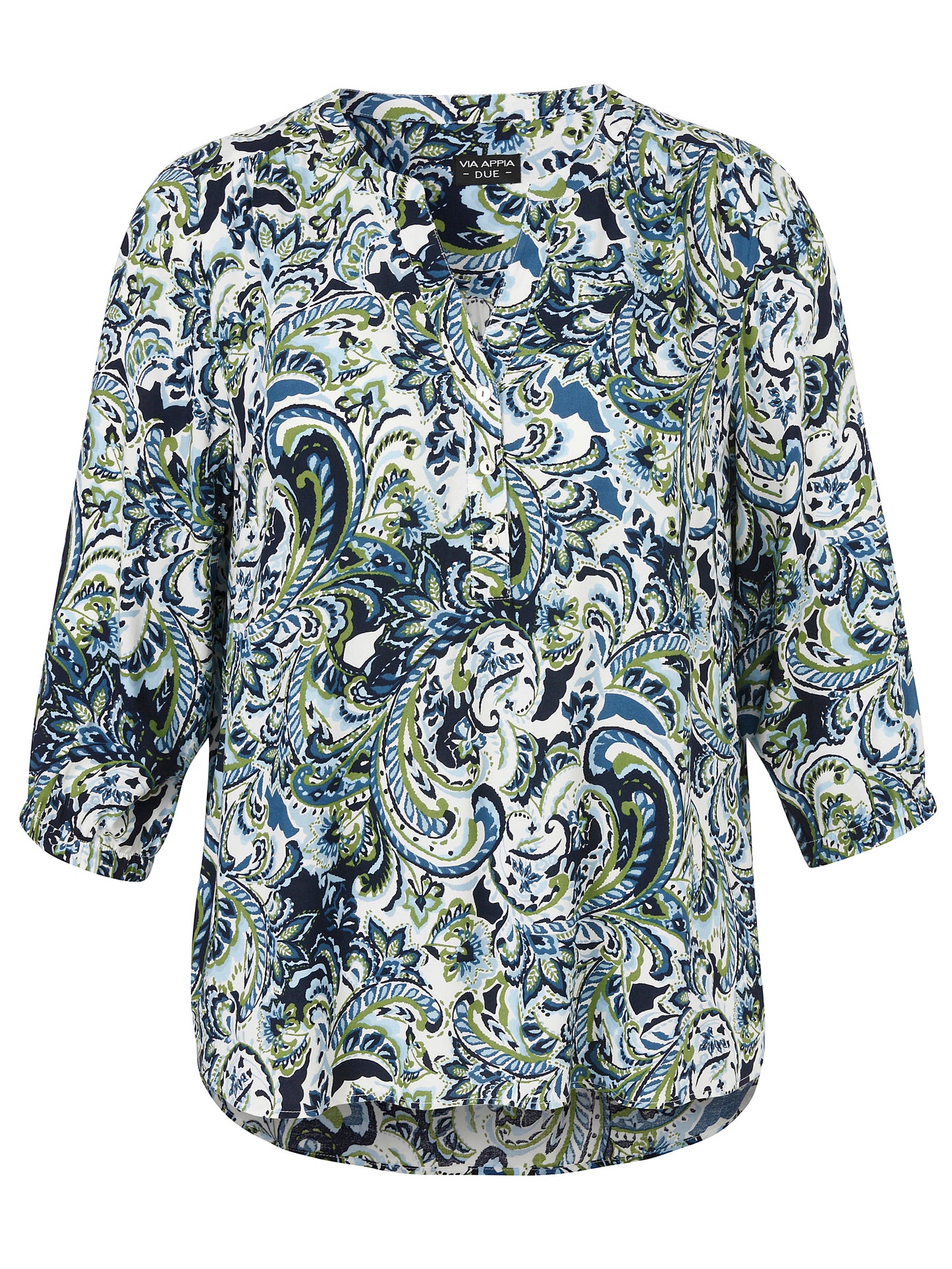 Bluse V-Ausschnitt 3/4 Arm Druck indigo multicolor Bild 1