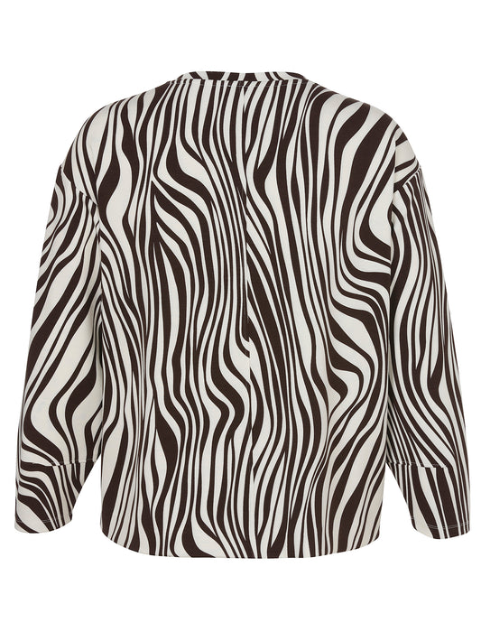 Sweatshirt Rundhals 1/1 Arm Druck creme / kaffee Bild 2