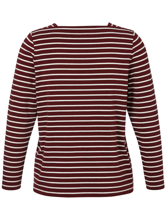 T-Shirt Karree 1/1 Arm bordeaux / creme Bild 2