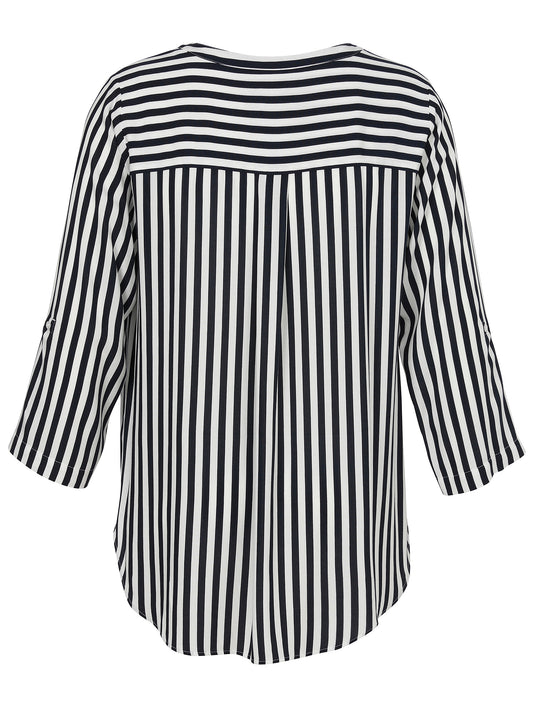 Tunika V-Ausschnitt 3/4 Arm Druck marine / ecru Bild 2