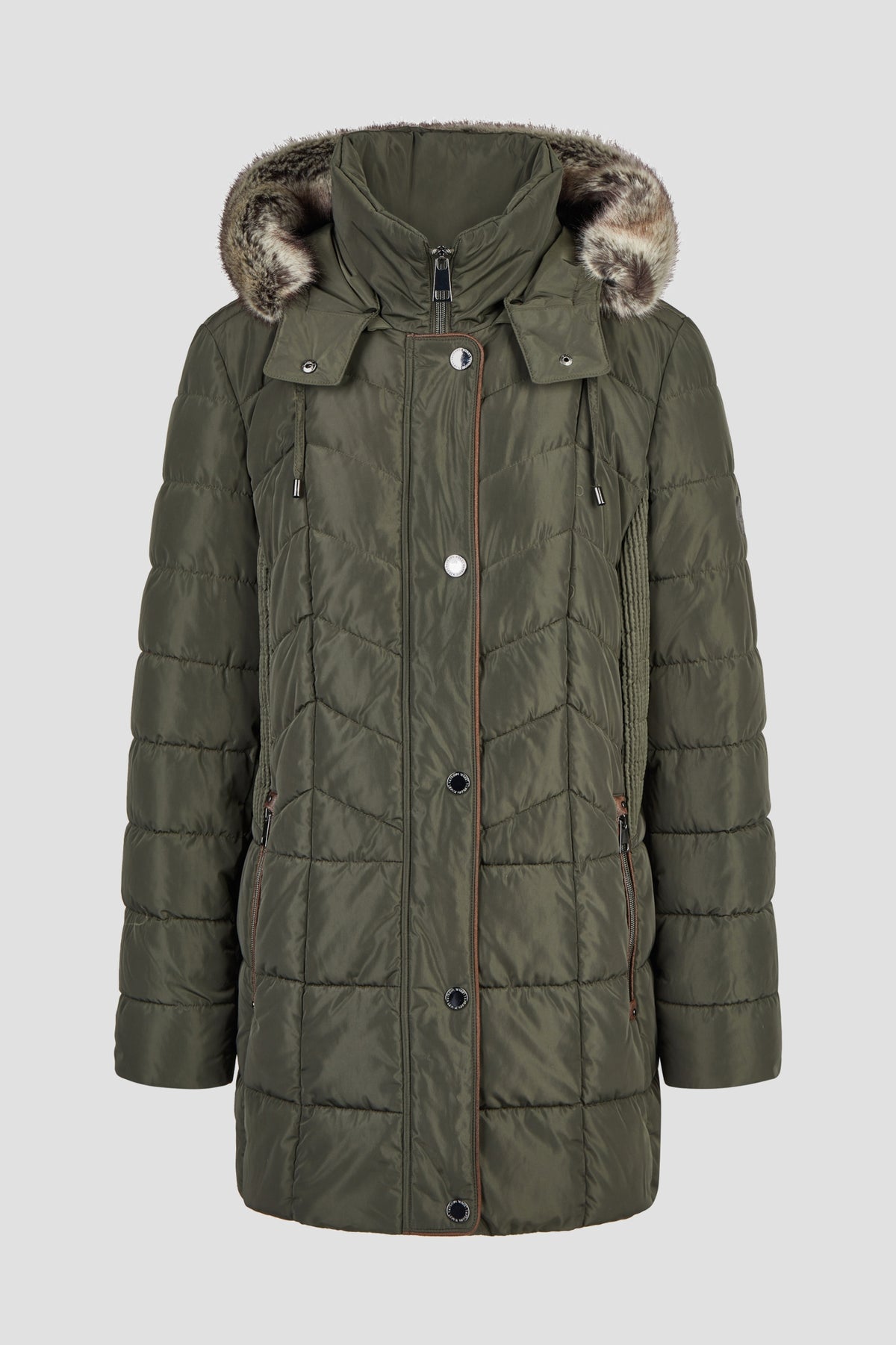 Jacke Down Free mit Kapuze und Webpelz 676 Bild 1