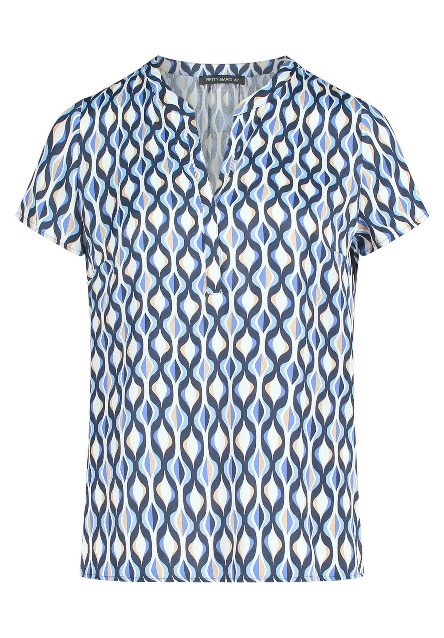 Bluse Kurz 1/2 Arm Blue/Cream Bild 1