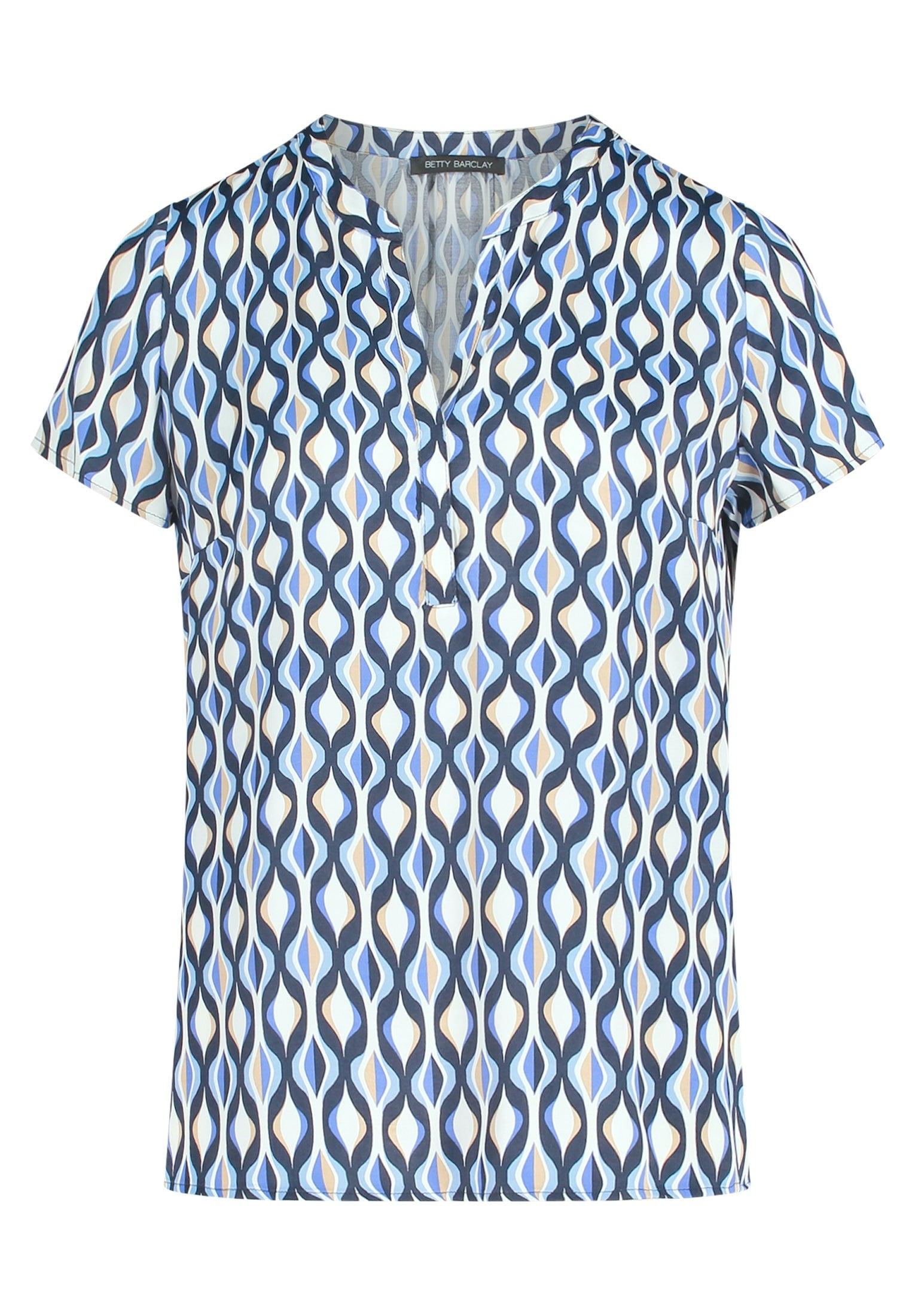 Bluse Kurz 1/2 Arm Blue/Cream Bild 1