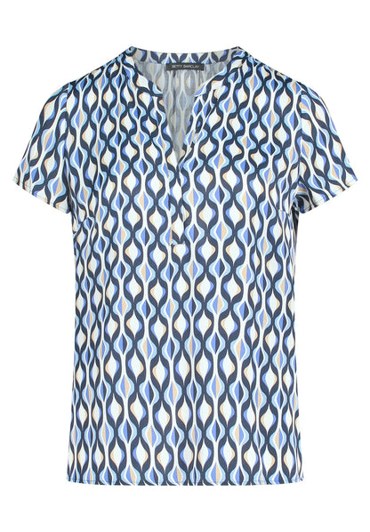 Bluse Kurz 1/2 Arm Blue/Cream Bild 1