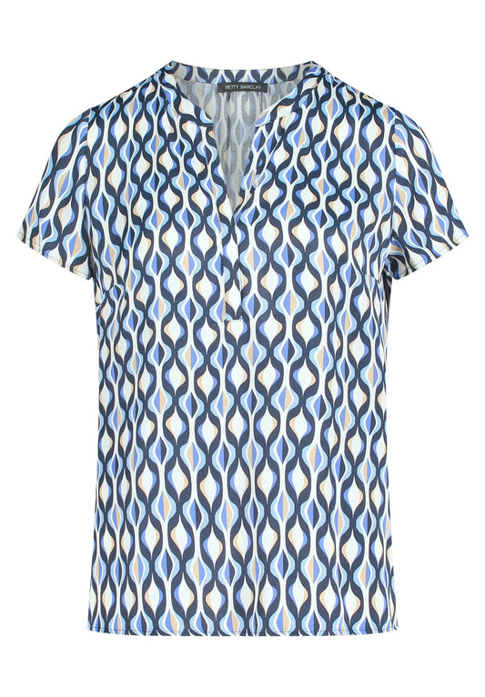 Bluse Kurz 1/2 Arm Blue/Cream Bild 1