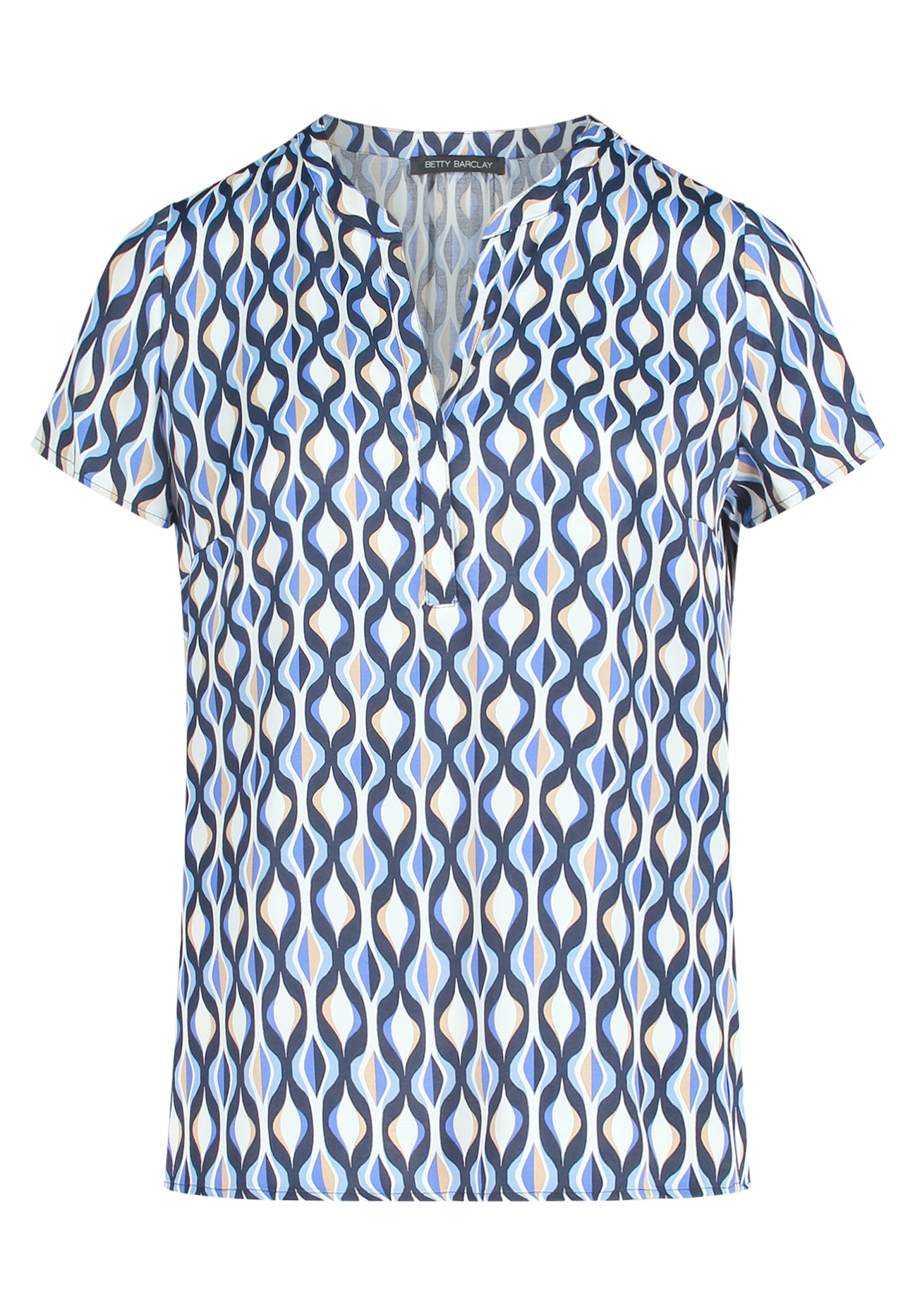 Bluse Kurz 1/2 Arm Blue/Cream Bild 1