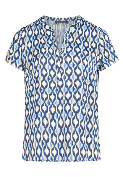 Bluse Kurz 1/2 Arm Blue/Cream Bild 1