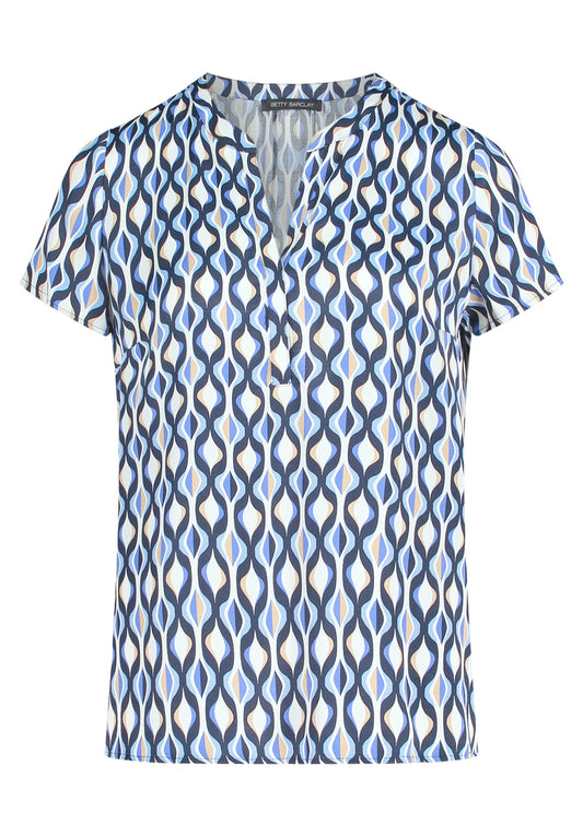 Bluse Kurz 1/2 Arm Blue/Cream Bild 1