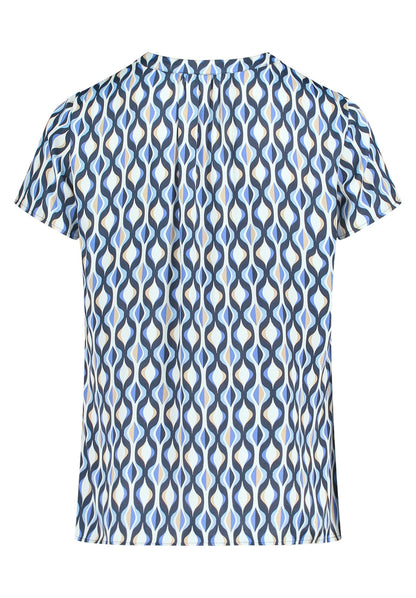 Bluse Kurz 1/2 Arm Blue/Cream Bild 2