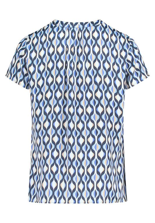 Bluse Kurz 1/2 Arm Blue/Cream Bild 2