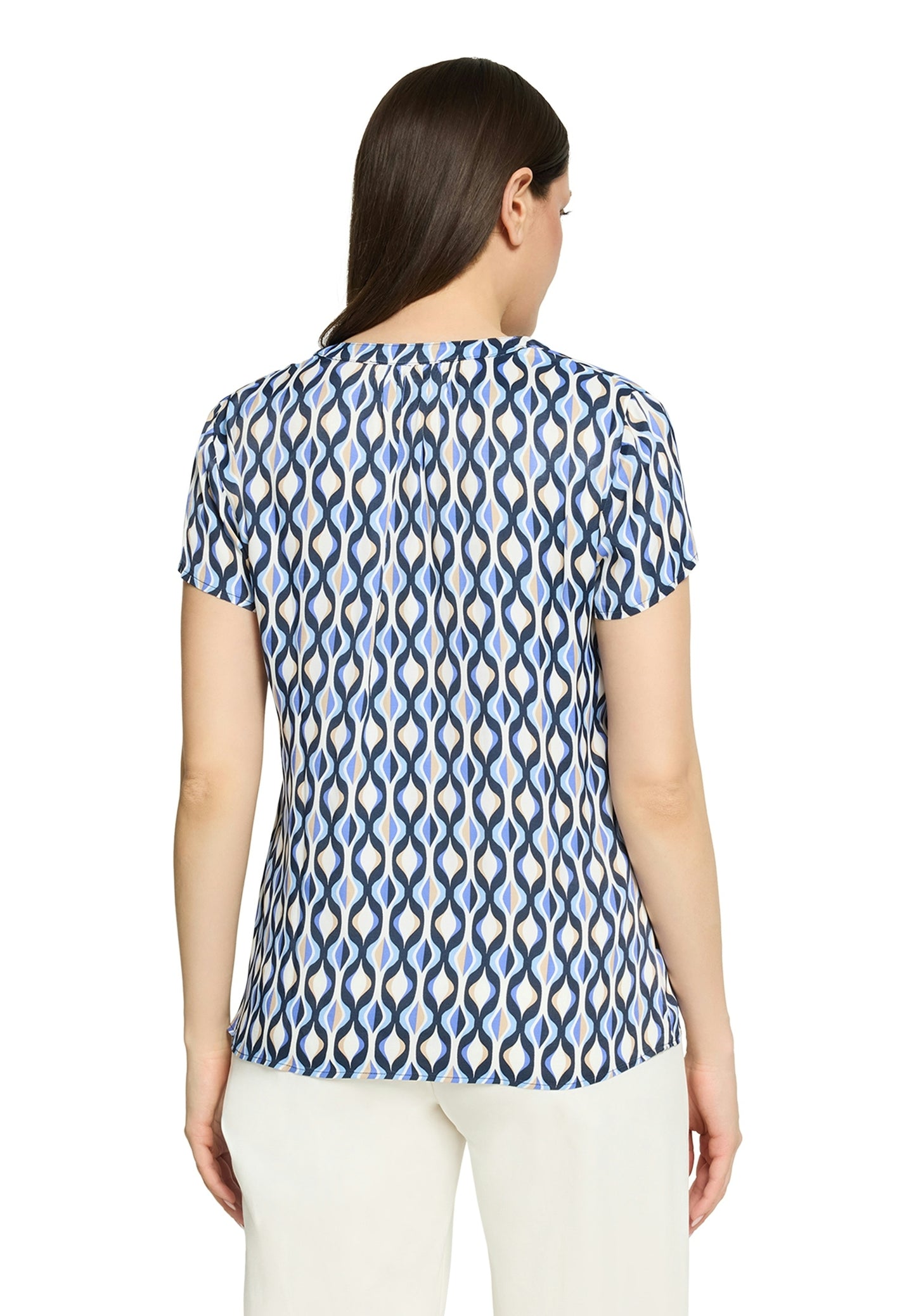 Bluse Kurz 1/2 Arm Blue/Cream Bild 4