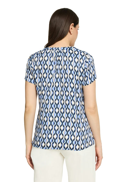 Bluse Kurz 1/2 Arm Blue/Cream Bild 4