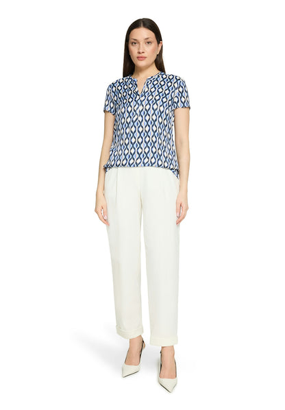 Bluse Kurz 1/2 Arm Blue/Cream Bild 5