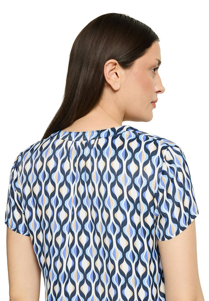 Bluse Kurz 1/2 Arm Blue/Cream Bild 7