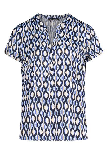 Bluse Kurz 1/2 Arm Blue/Cream Bild 8