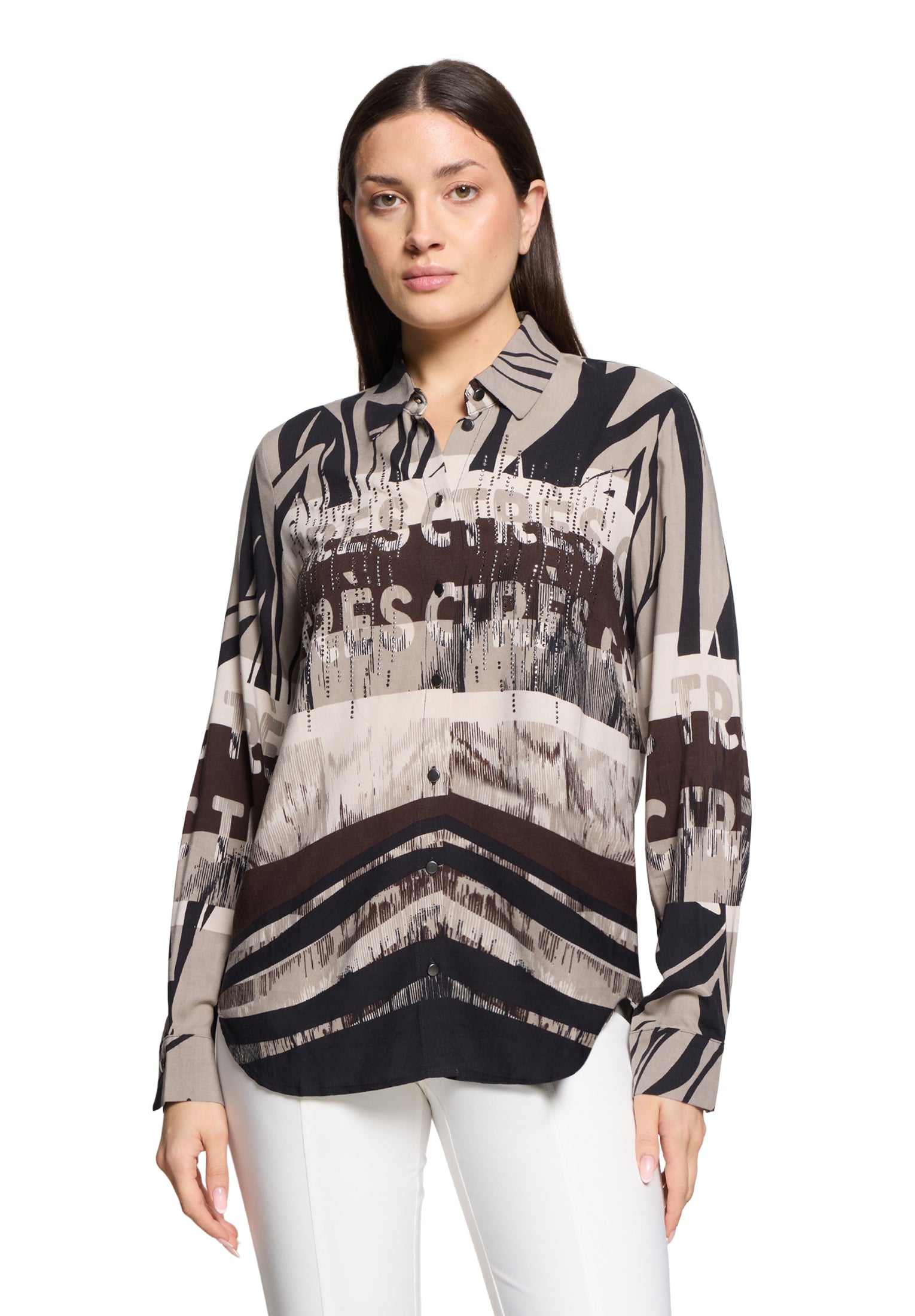 Bluse Lang 1/1 Arm Beige/Black Bild 3