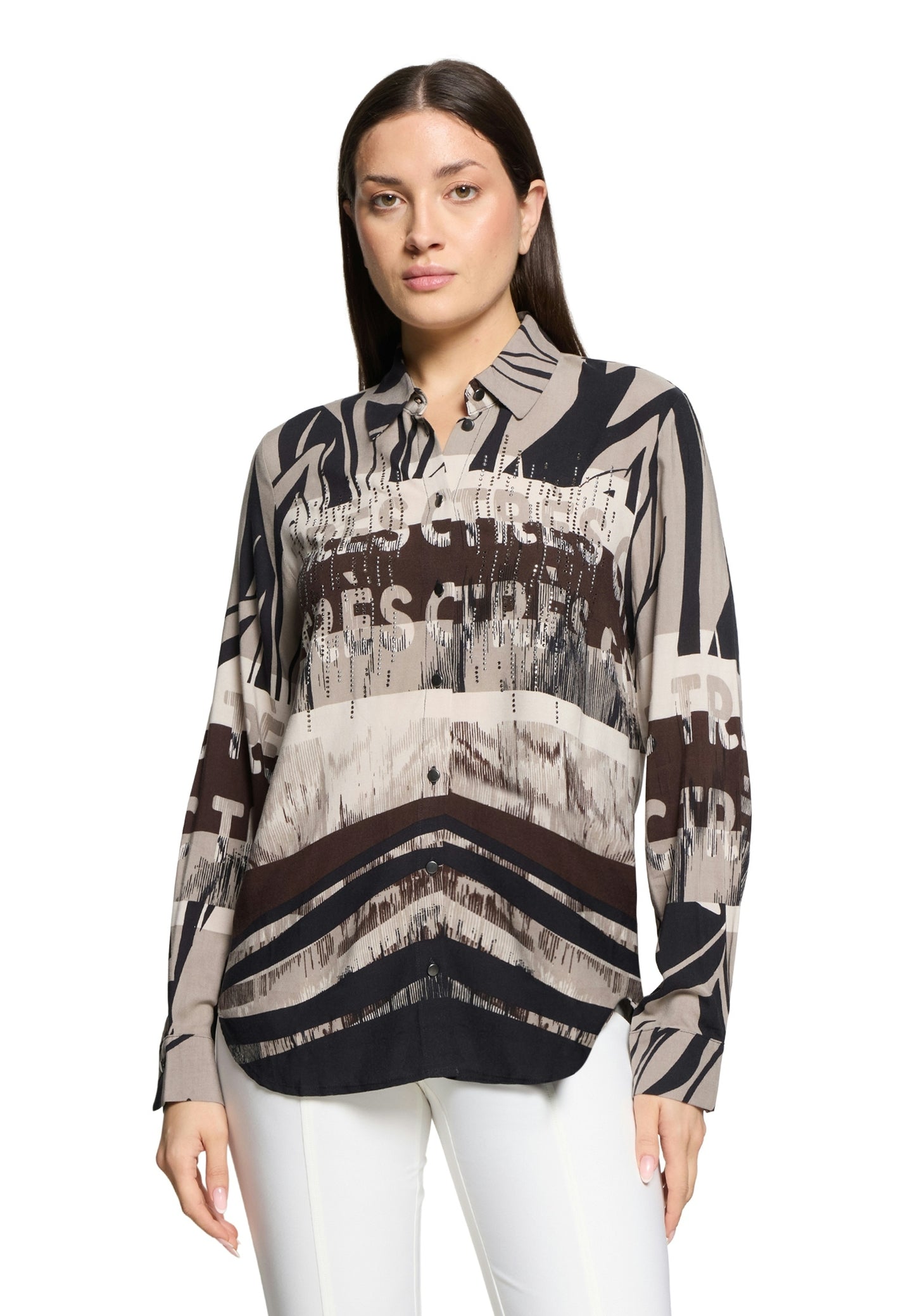 Bluse Lang 1/1 Arm Beige/Black Bild 3