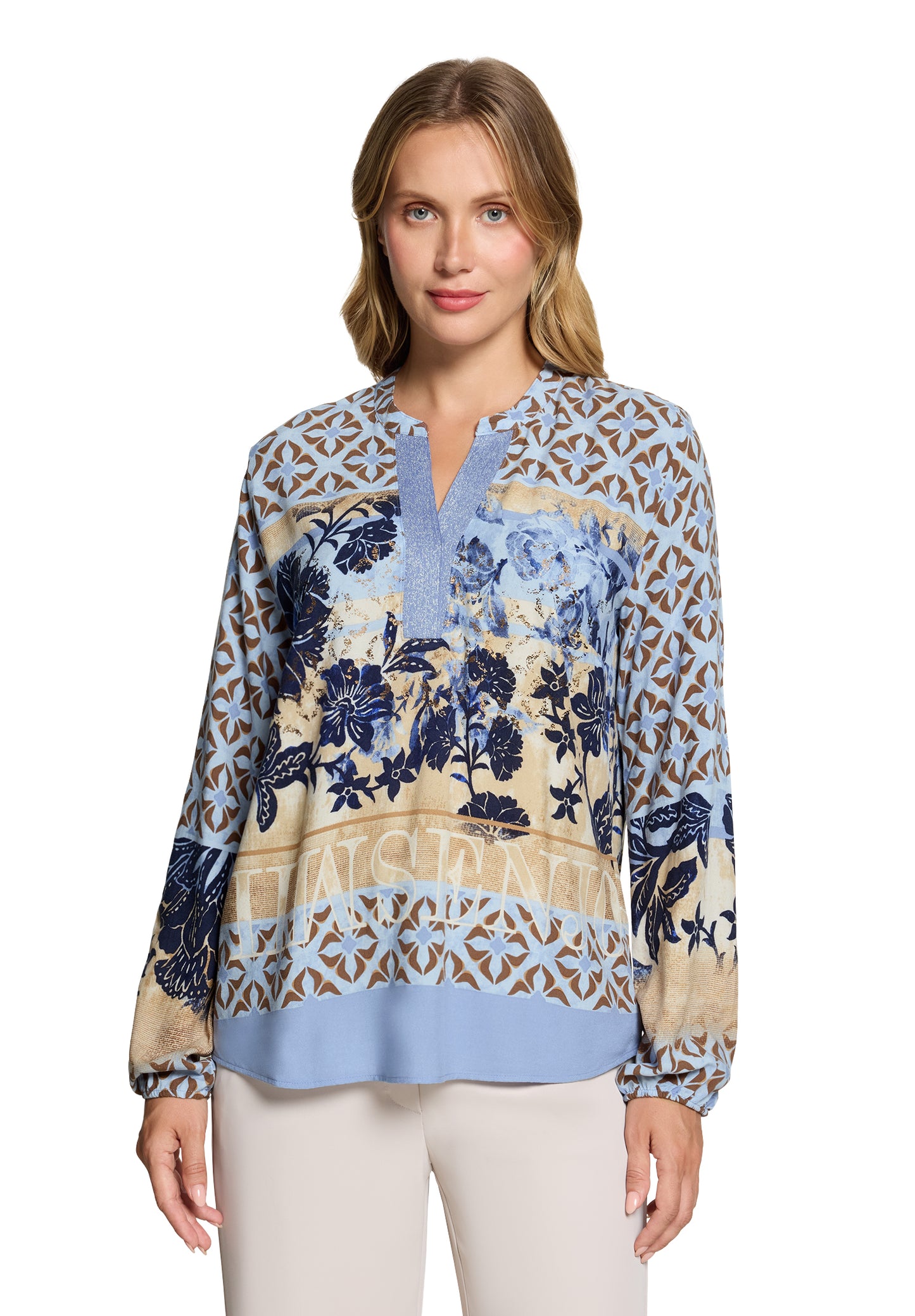 Bluse Lang 1/1 Arm Blue/Beige Bild 3