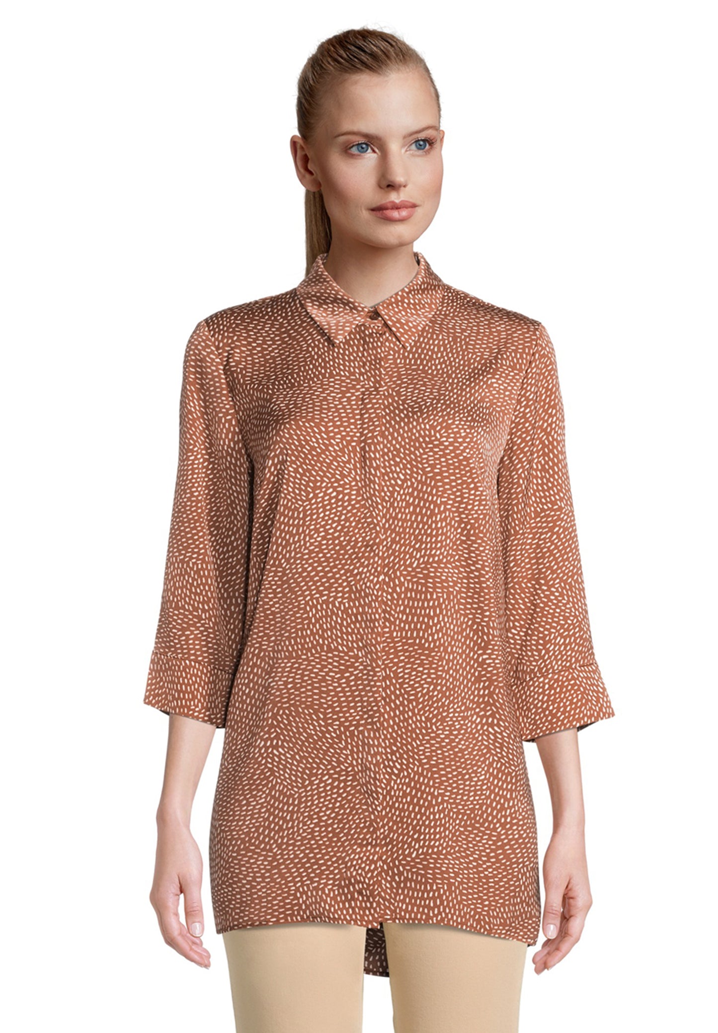 Bluse Lang 3/4 Arm Brown/Cream Bild 3