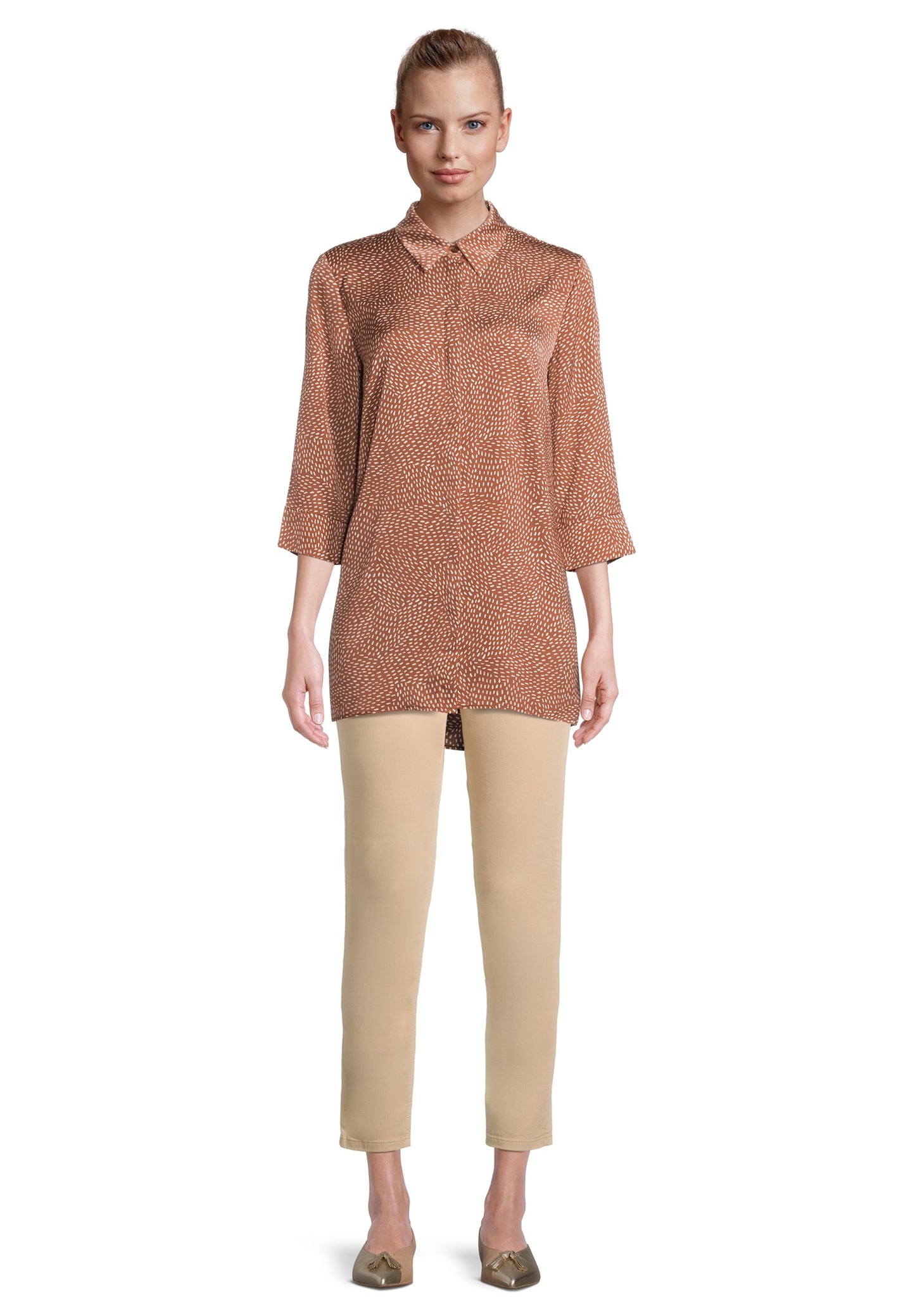 Bluse Lang 3/4 Arm Brown/Cream Bild 5