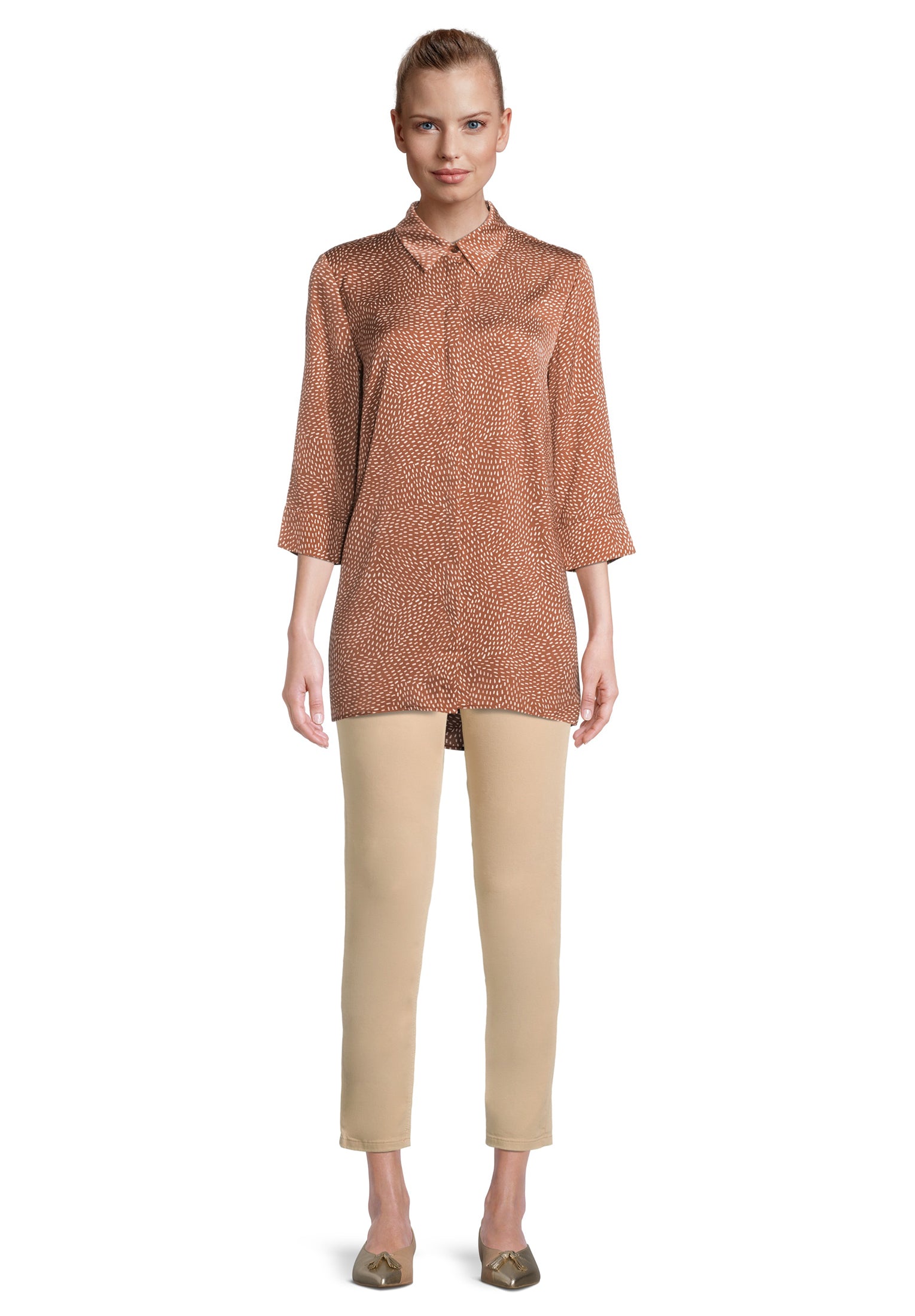 Bluse Lang 3/4 Arm Brown/Cream Bild 5