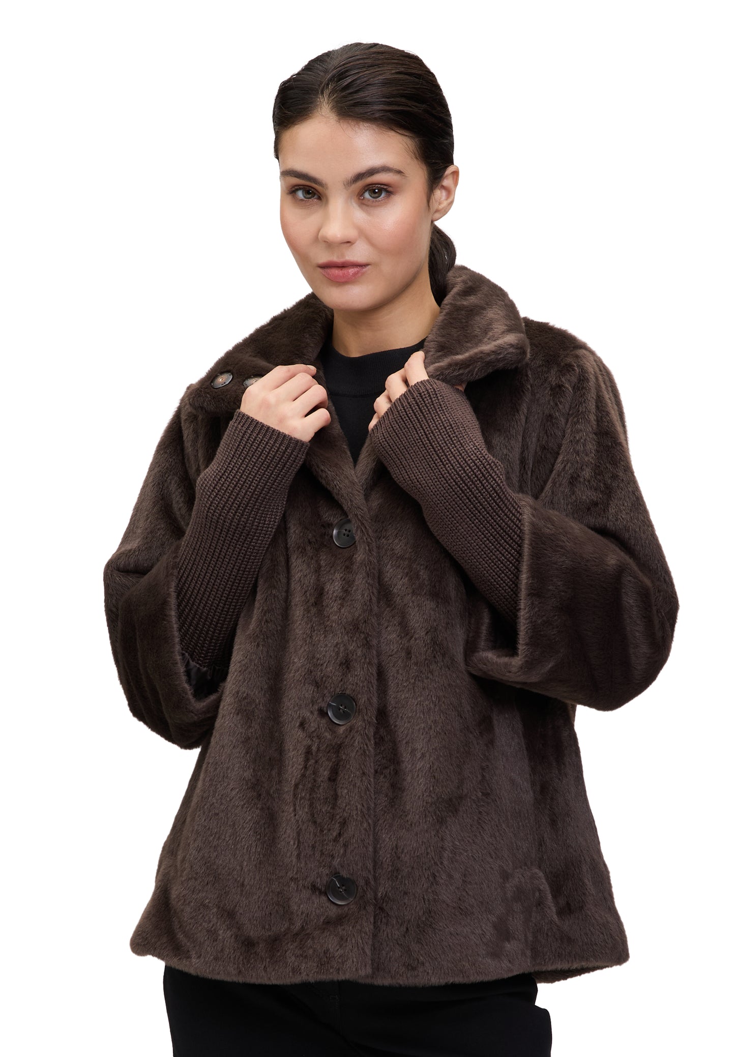 Jacke PlUEsch Chocolate Brown Bild 3