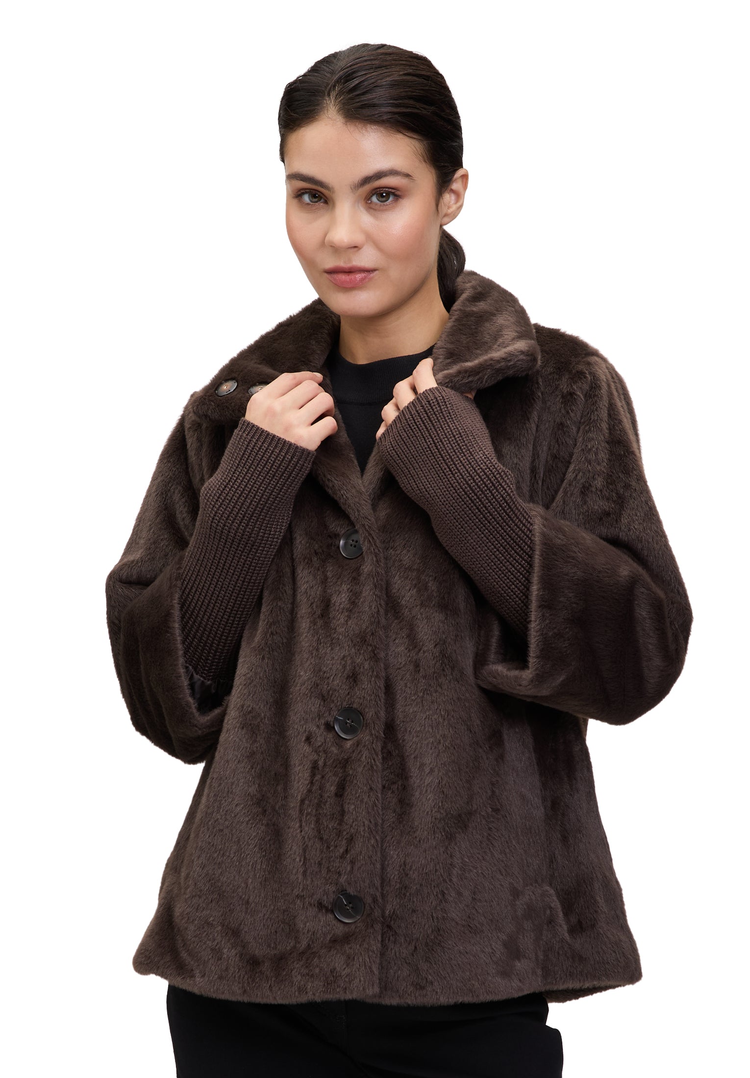 Jacke PlUEsch Chocolate Brown Bild 3