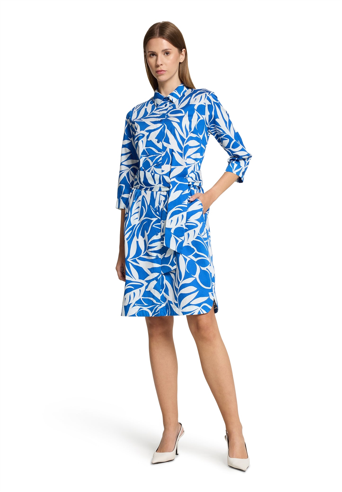 Kleid Kurz 3/4 Arm Blue/Cream Bild 5