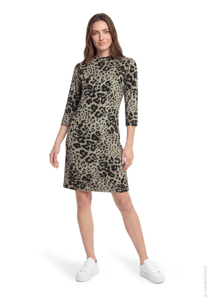 Kleid Kurz 3/4 Arm Beige/Grey Bild 1