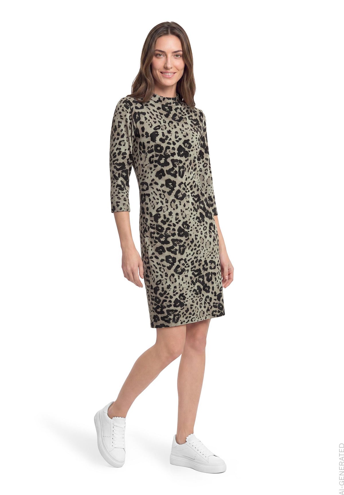 Kleid Kurz 3/4 Arm Beige/Grey Bild 3