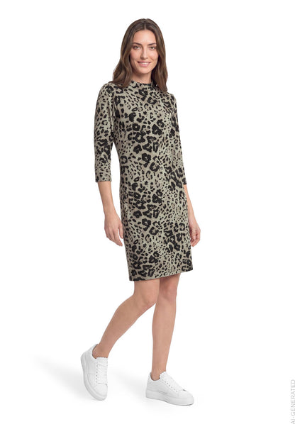 Kleid Kurz 3/4 Arm Beige/Grey Bild 3
