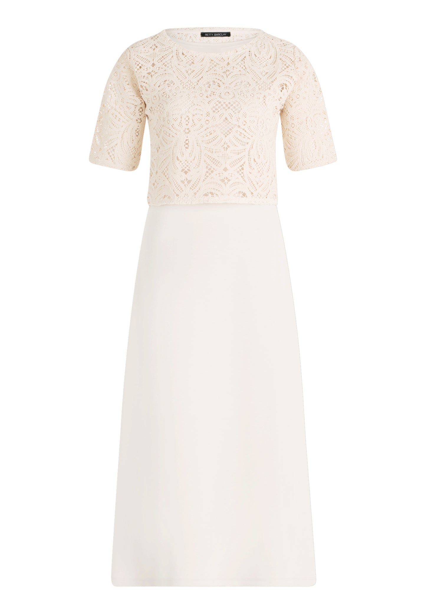 Kleid Lang 3/4 Arm Silky Beige Bild 1
