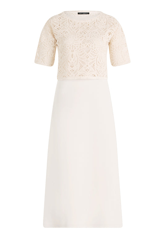 Kleid Lang 3/4 Arm Silky Beige Bild 1