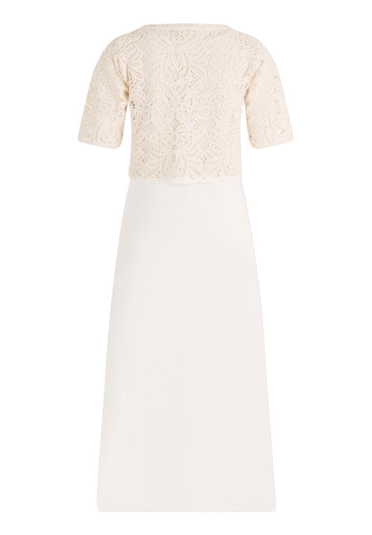 Kleid Lang 3/4 Arm Silky Beige Bild 2