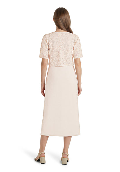 Kleid Lang 3/4 Arm Silky Beige Bild 4